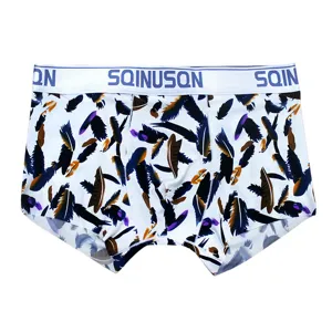 Ice silk men boxer briefs breathable sexy printed mid-rise comfortable underwear for men