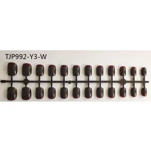 Short square press on false nail tips set, solid color fake nails on plastic mold sprue.