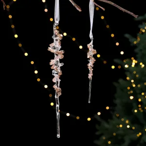 Ciondoli a Ghiacciolo di Natale Trasparenti Con Paillettes Oro Champagne Fiocco di Neve Alce Ornamenti Appesi Per Decorazioni per Alberi di Natale Layout di Scena