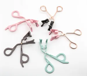 Portable multi-color eyelash curlers set, plastic and metal tools for daily makeup.