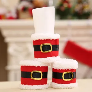 Kerst kerstman servettenringen set tafeldecoratie voor feestelijk diner en viering