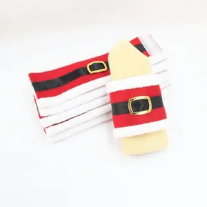 Kerstman Santa riem servet ringen set feestelijk tafel decor vakantie houder rood