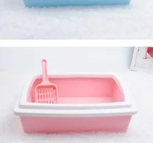 Offene Katzentoilette mit Schaufel rosa Kunststoff rechteckig fuer kleine Katzen neu