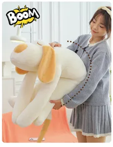 Cute long plush dog body pillow soft stuffed animal toy for bed sleeping and hugging