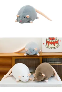 Cute rat plush toy soft stuffed animal mouse doll cute sleeping companion for kids and decor