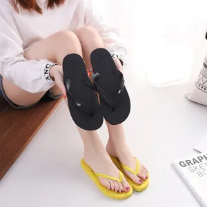 Comfortable solid color couple flip flops for summer beach wear casual slip on sandals shoes
