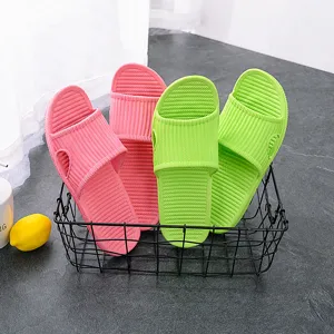 Comfortable summer anti-slip home slippers, cute pink and green couple indoor bathroom shoes.