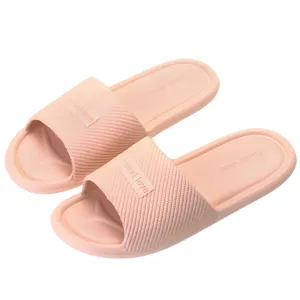 Pink home slippers for women, soft non-slip indoor couple sandals, lightweight summer shoes.