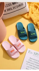 Summer home non-slip couple slippers soft EVA bathroom indoor cute bear sandals pair pack