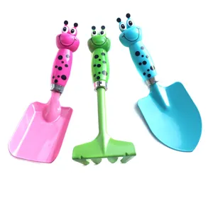 Children cartoon gardening tool set cute beach sand shovel rake spade kids outdoor play toys.