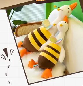 Simpatica grande oca bianca peluche ape cuscino morbida bambola farcita regalo per bambini