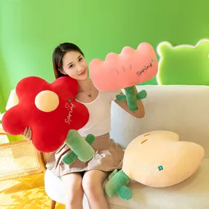 Cute plush flower pillow and tulip cushion, soft stuffed toy for sofa, bed, and home decor gift.