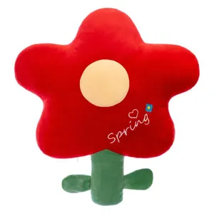 Red flower plush pillow soft cushion cute flora cartoon toy for sofa home bedroom decor gift.