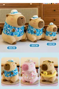 Simpatico peluche capibara animale imbottito camicia estiva cappello regalo compleanno decoro