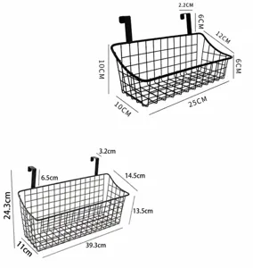 Bedside wire hanging basket metal storage rack with double hooks size specification detail chart
