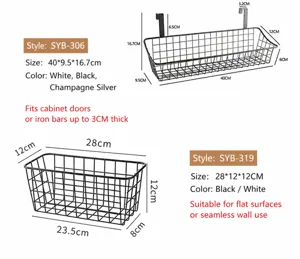 Metal wire hanging storage basket and desktop organizer rack for dorm room and home use.
