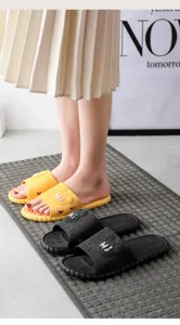 Non-slip indoor home slippers for couples in summer, comfortable soft bottom bath slides.