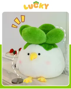 Cute garlic bird plush toy detail, soft stuffed animal pillow, creative kawaii gift.