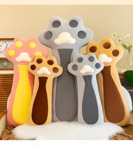 Cute cat paw plush pillow, soft cushion toy for bed and sofa, large fluffy animal decor.