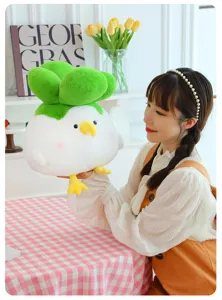Cute garlic bird plush toy detail, soft stuffed animal doll pillow for girls gift.