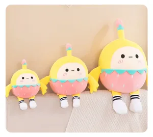 Cute cartoon fruit plush toy doll set, soft stuffed animal pillow for kids gift room decor.