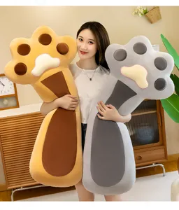 Cute cat paw plush pillow, large soft stuffed animal toy for bed, cozy home decor gift.