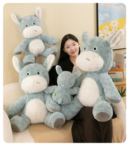 Mignon âne gris en peluche douce animal en peluche poupée joli cadeau d'anniversaire