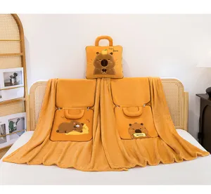 Faltbare Wasserschwein Kissen Decke Set weich Plüsch Auto Büro Nickerchen Kissen Kuscheldecke.