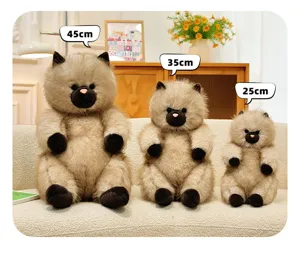 Cute long-haired cat plush toy, soft sitting stuffed animal doll, perfect cozy companion gift.