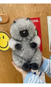 Cute fluffy grey cat plush toy stuffed animal doll, soft cute companion gift for girls and kids.