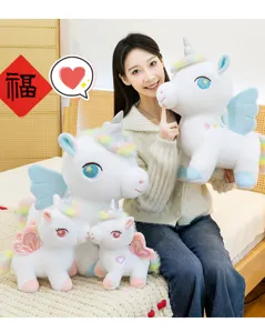 Simpatico giocattolo di peluche unicorno arcobaleno bambola pegaso cuscino per regalo di compleanno.