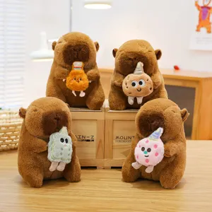 Χαριτωμένο λούτρινο παιχνίδι Capybara με σνακ, μαλακό ζωάκι δώρο γενεθλίων για παιδιά.