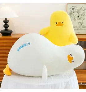 Schattig liggend eend pluche kussen zacht dier speelgoed sofa decoratie verjaardag cadeautje
