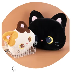 Cute calico and black cat plush cushion pillow, super soft nap pillow for girls gift.