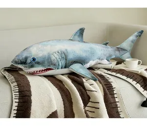 Peluche squalo realistico e cuscino, morbido animale di peluche per bambini e decorazioni.