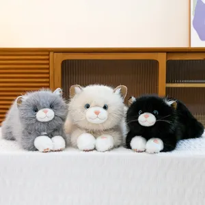 Simulation Ragdoll Cat Plush Toy Cute Stuffed Animal Kitty Doll Soft Hugging Pillow Birthday Gift For Girls