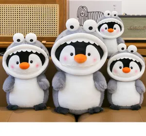 Cute shark transformed penguin plush toy doll soft stuffed animal cute gift for kids girls