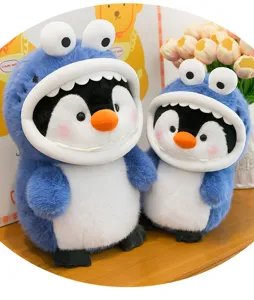 Cute shark penguin plush toy soft stuffed animal doll birthday gift for kids and girls
