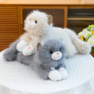 Cute simulation ragdoll cat plush toy, soft stuffed animal pillow, lying pose plush doll