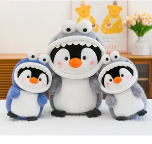 Cute shark penguin plush toy doll soft stuffed animal companion birthday gift for girls