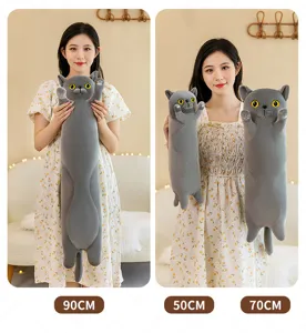 Cute long cat plush pillow soft stuffed animal toy cute birthday gift for kids and girls