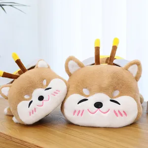 Cute bee shiba inu plush pillow toy soft lying puppy cushion doll for lovely girls