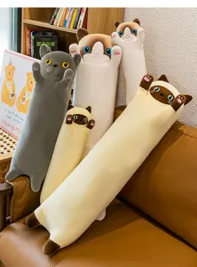 Cute long cat plush pillow stuffed animal soft toy for kids gift home decor cozy bedroom
