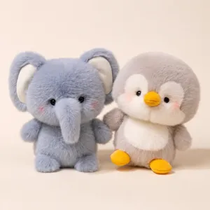 Cute plush toys desk companion stuffed elephant and penguin dolls for cute birthday gift wholesale items