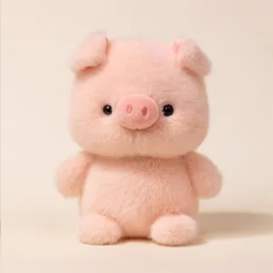 Cute pink plush pig toy desktop companion doll soft stuffed animal gift for kids and friends
