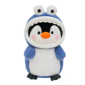 Cute shark costume penguin plush toy soft stuffed animal doll birthday gift for kids.