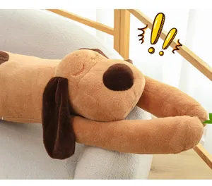 Cute sleeping dog plush pillow long soft stuffed animal toy for bed and sofa resting