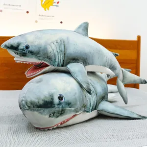 Set di giocattoli di peluche di squalo realistico, cuscino di animale imbottito morbido per regalo.