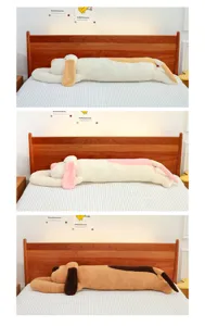 Long dog plush pillow cute stuffed animal sleeping toy soft body bolster for bed room.
