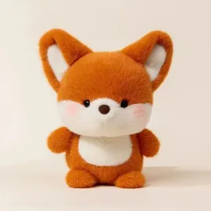 Cute orange fox plush toy stuffed animal soft doll desktop companion gift for kids and friends.